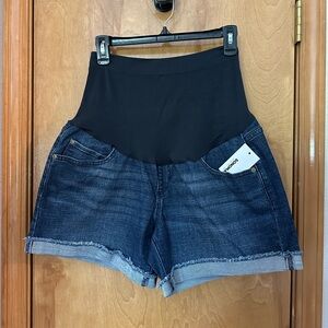 Maternity denim rolled frayed hem size 14 shorts
